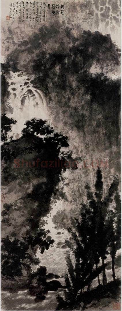 1965年 傅抱石 《疑是银河落九天》 书画作品