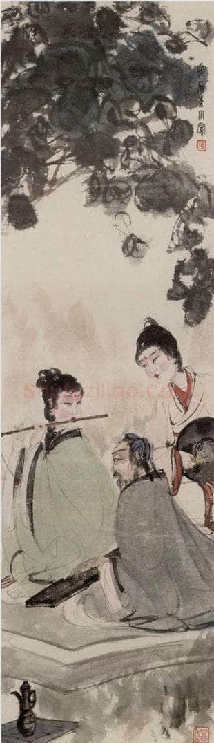 20世纪40年代初 傅抱石 《东山丝竹》 书画作品