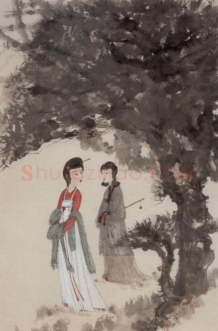 20世纪40年代初 傅抱石 《游春图》 书画作品