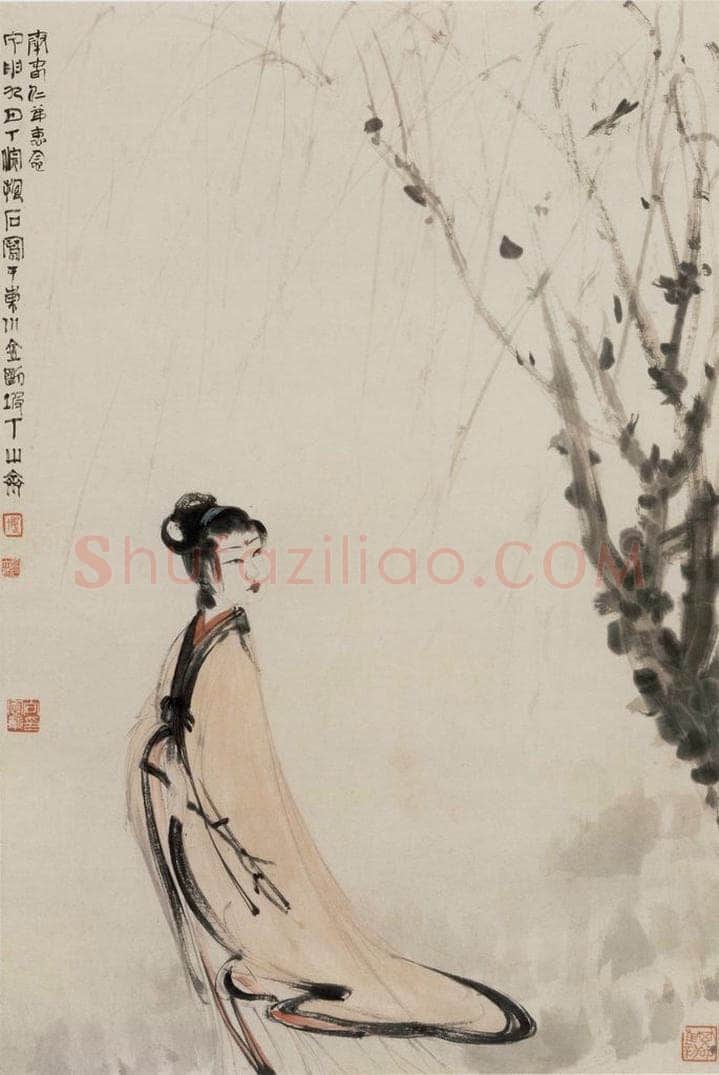 1944年 傅抱石 《唐人诗意》 书画作品