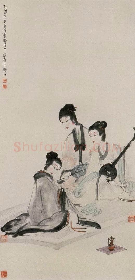 1945年 傅抱石 《擘阮图》 书画作品