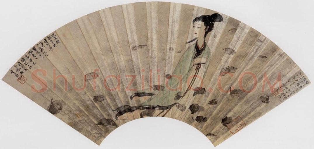 1953年 傅抱石 《人物扇面》 书画作品