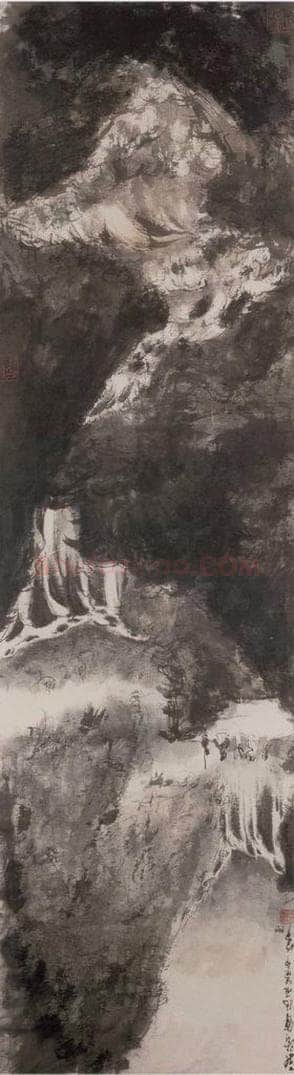 1940年代 傅抱石 《观瀑图》 书画作品