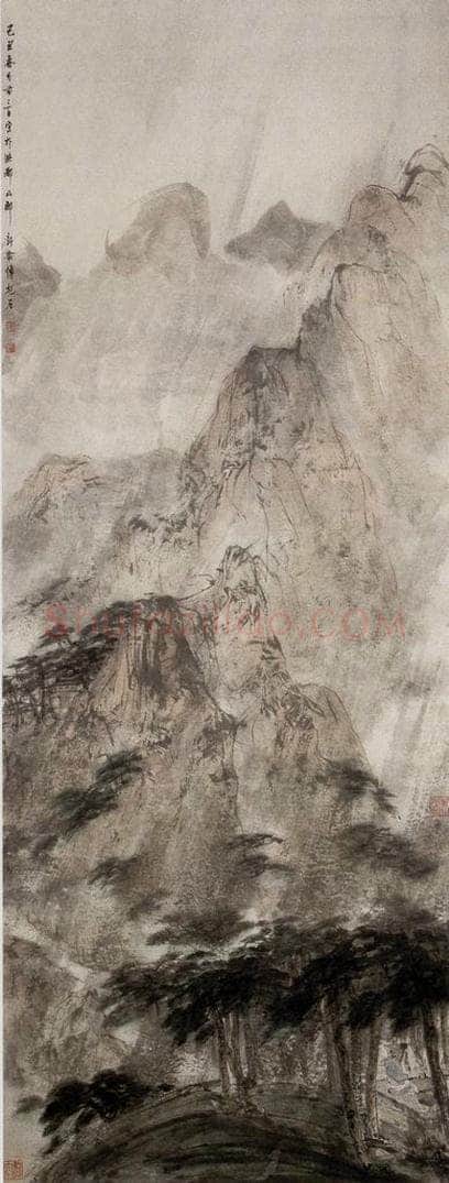 1949年 傅抱石 《山雨图》 书画作品