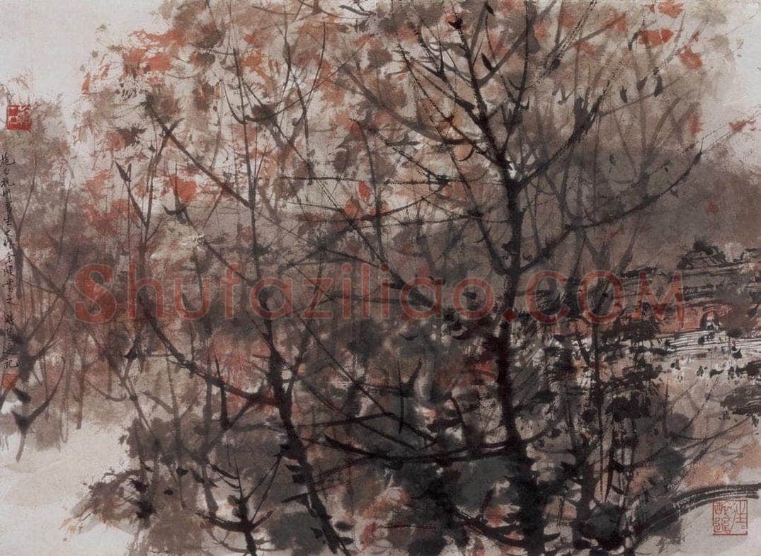 1962年 傅抱石 《虎跑深秋》 书画作品