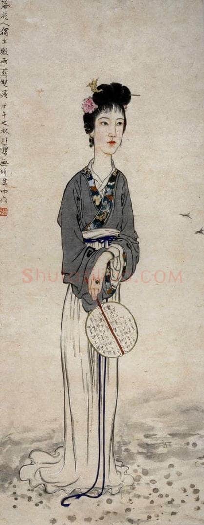 民国 徐悲鸿 《落花人独立》 书画作品