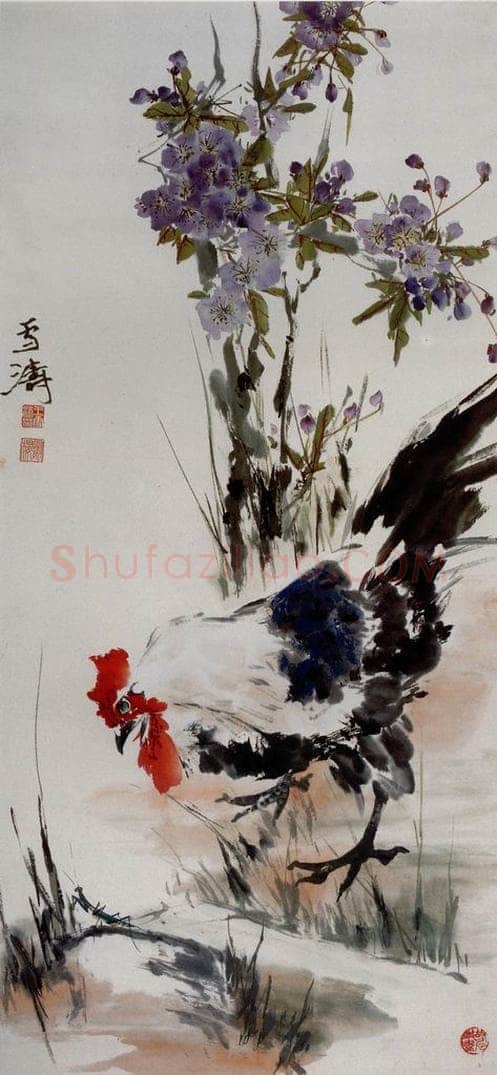 现代 王雪涛 《雄鸡》 书画作品