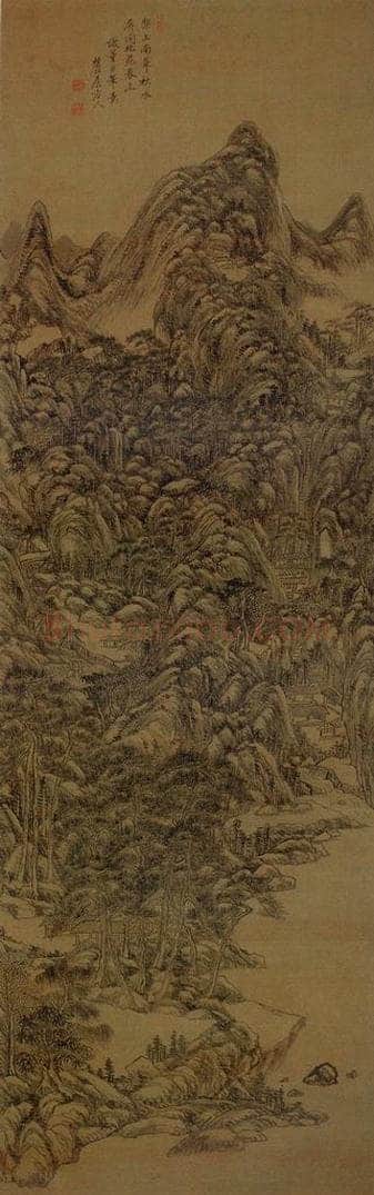 清代 王原祁 《仿董北苑山水》 书画作品