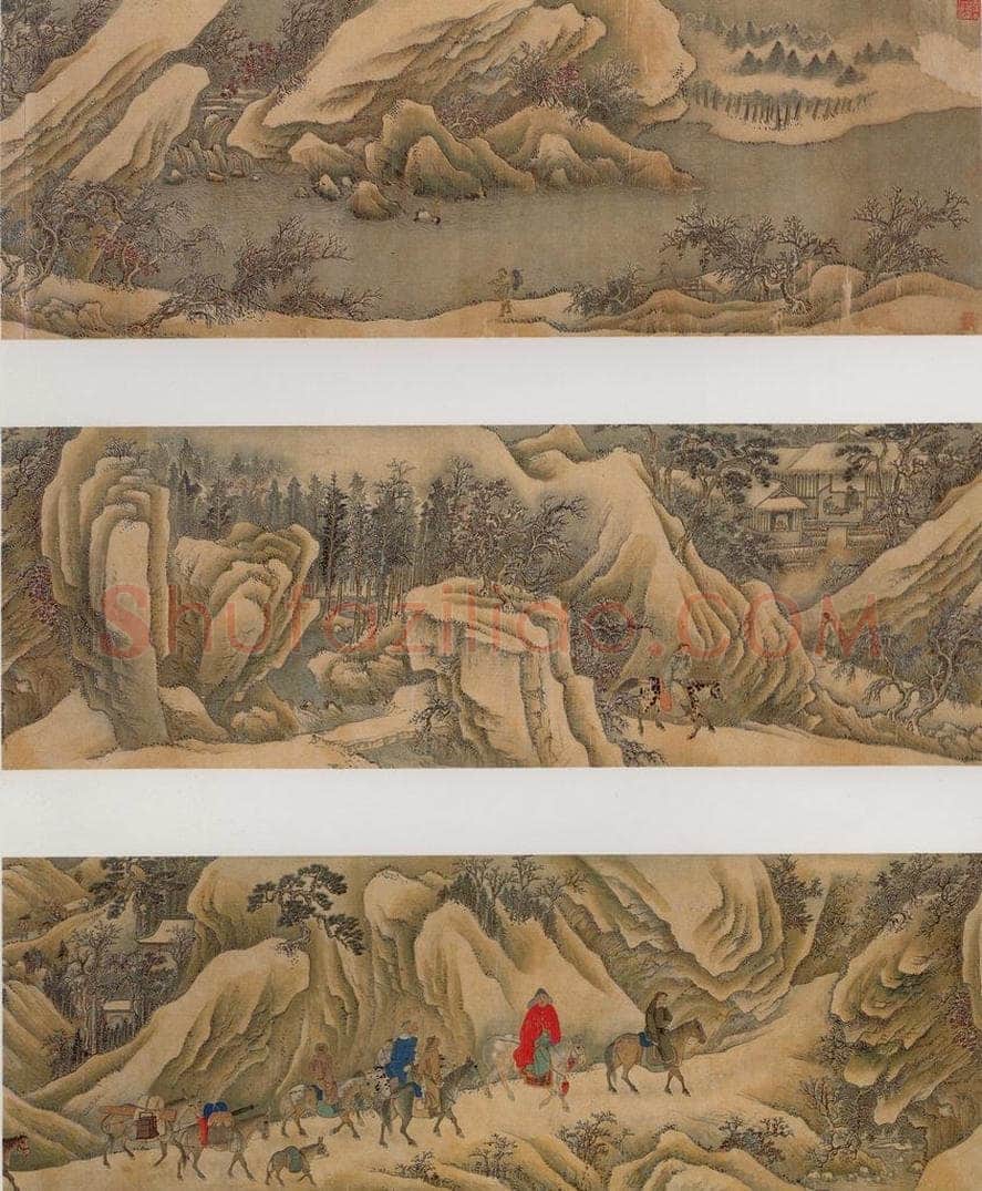 清代 杨晋 《山行雪霁》 书画作品