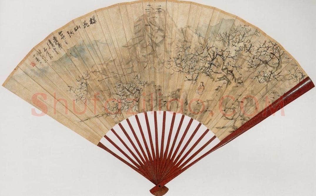 清代 虚谷 《梅花山洞》 书画作品