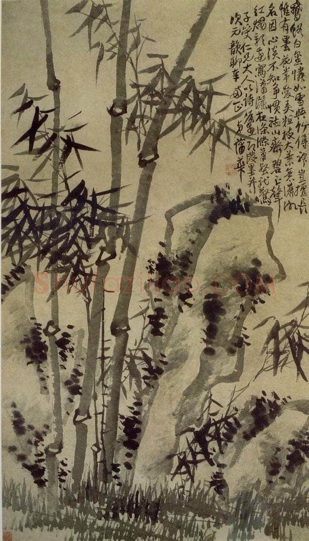 清代 蒲华 《竹石图》 书画作品