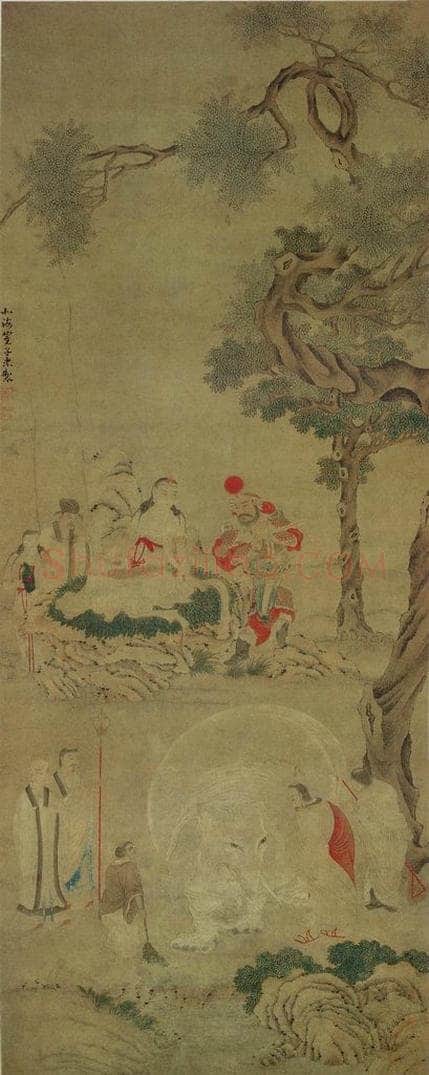 明代 崔子忠 《扫象图》 书画作品