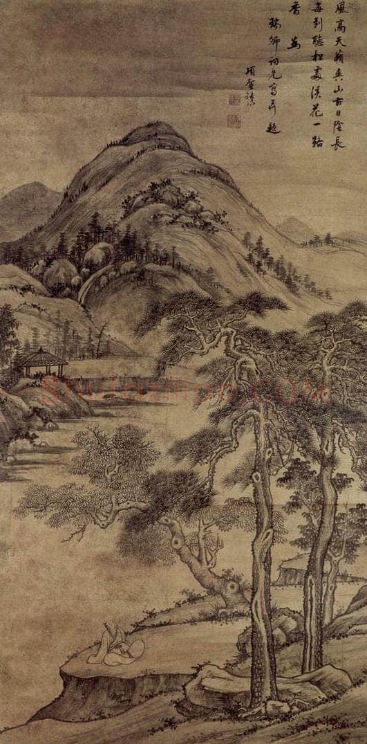 明 项圣谟 《听松图轴》 书画作品
