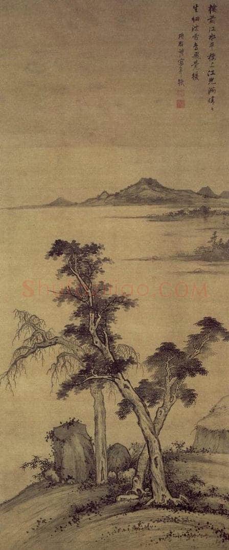 明 项圣谟 《江光晴日图轴》 书画作品