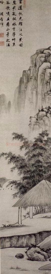 明 项圣谟 《枫临亭竹图轴》 书画作品