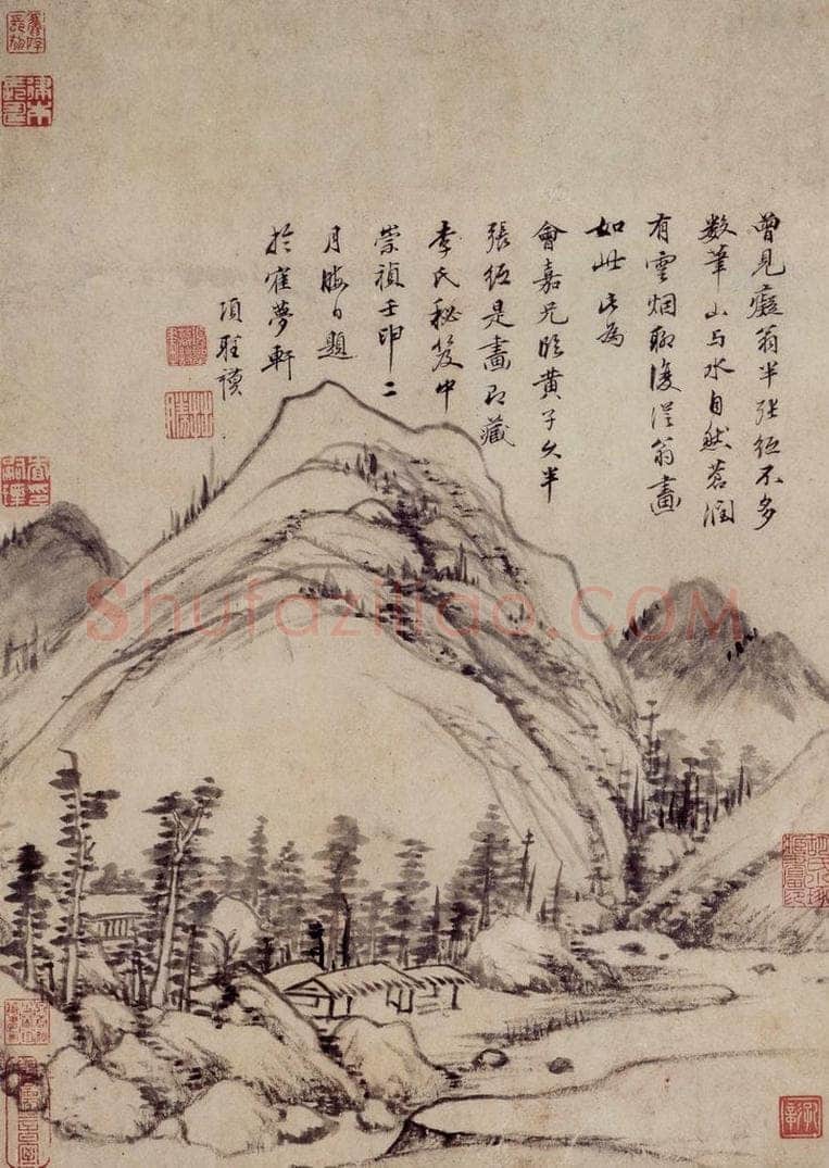明 项圣谟 《仿黄公望山水图轴》 书画作品