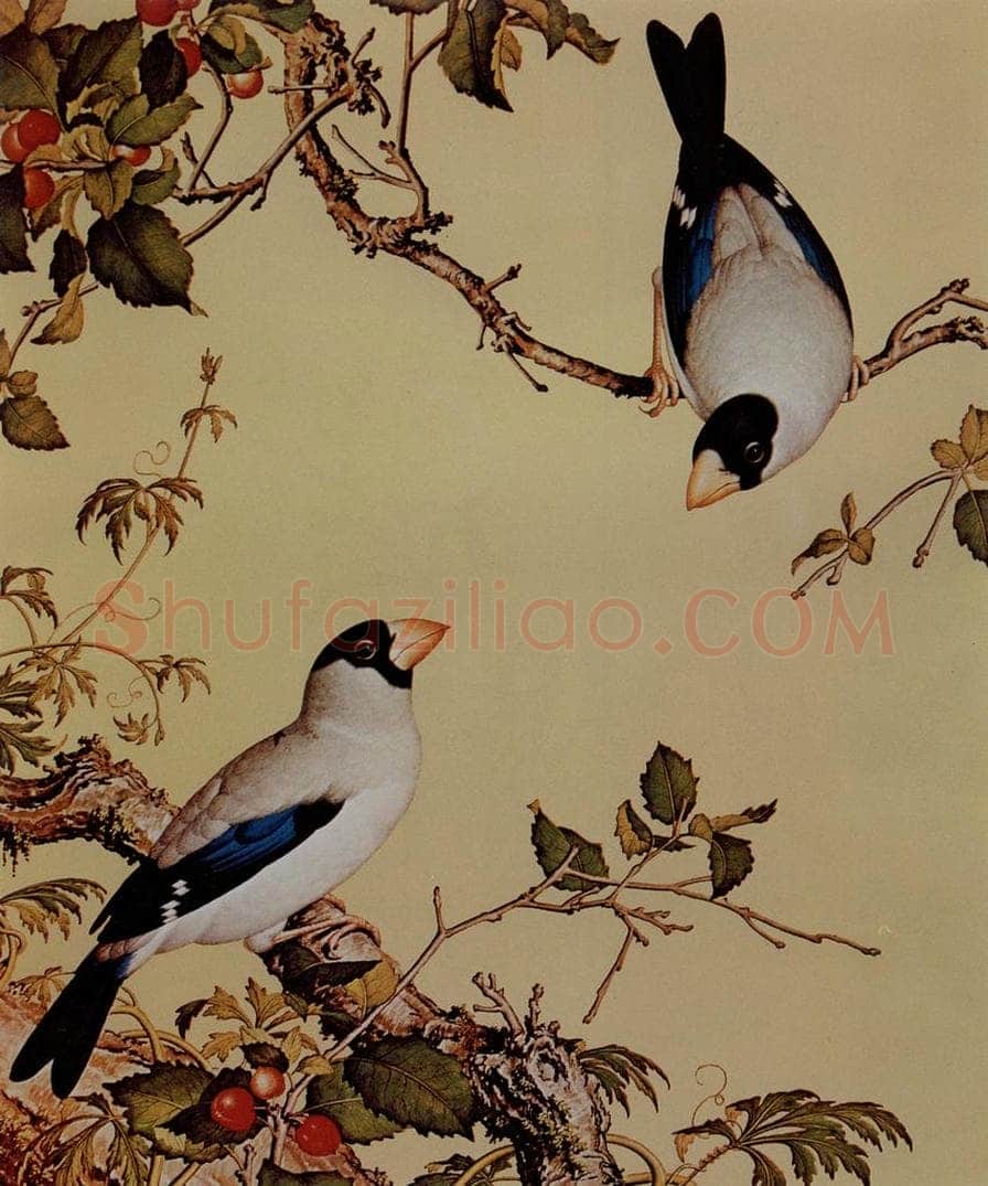 清 朗世宁 《仙萼长春图——樱桃》 书画作品