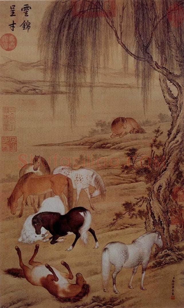 清 朗世宁 《云锦呈才图》 书画作品