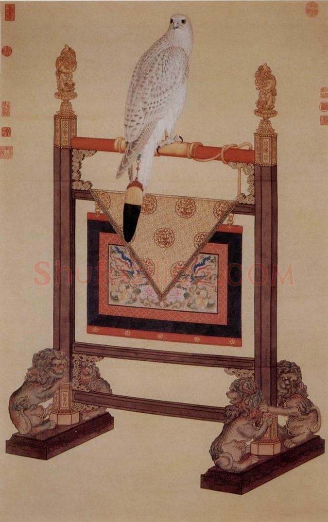 清 朗世宁 《白海青图》 书画作品