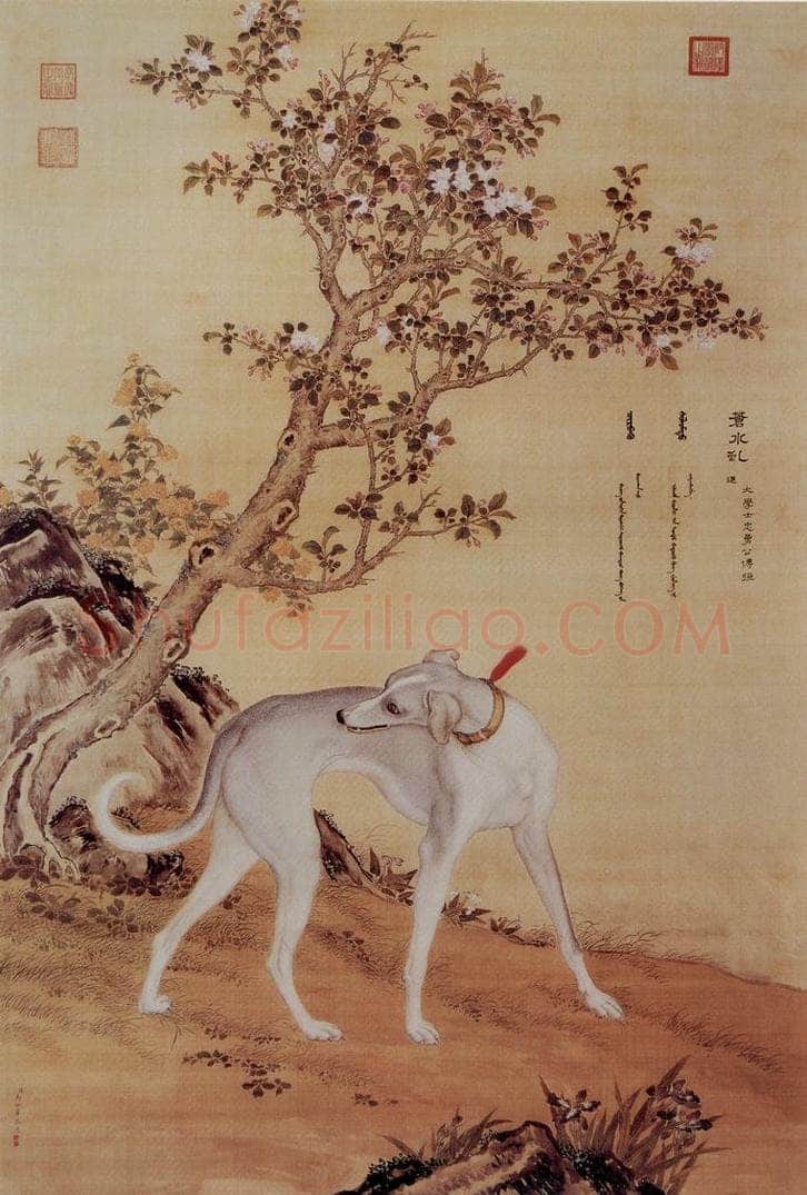 清 朗世宁 《十骏犬——苍水虬》 书画作品