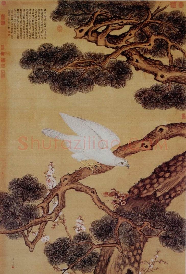 清 朗世宁 《白海青图》 书画作品