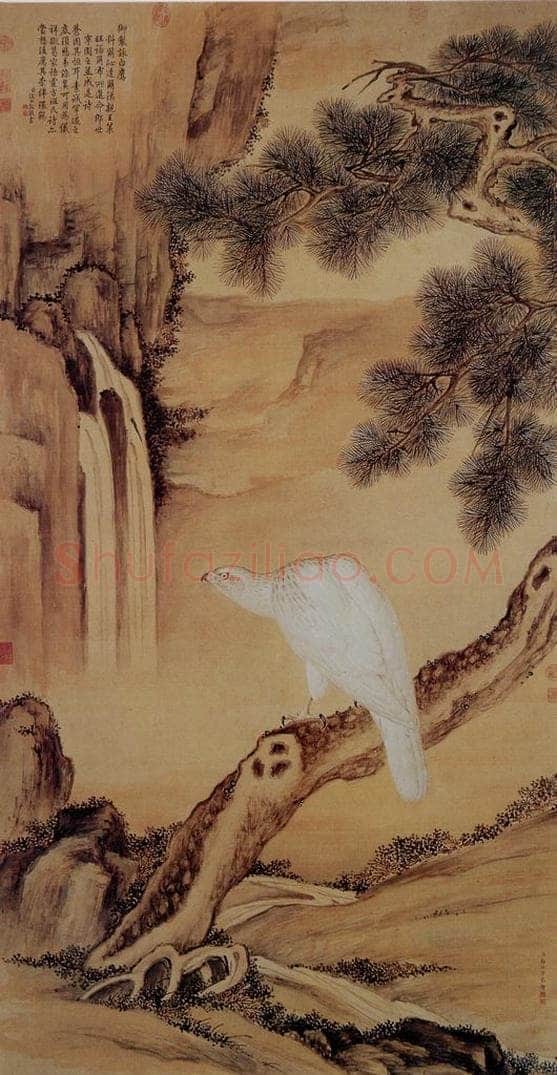 清 朗世宁 《白鹰图》 书画作品