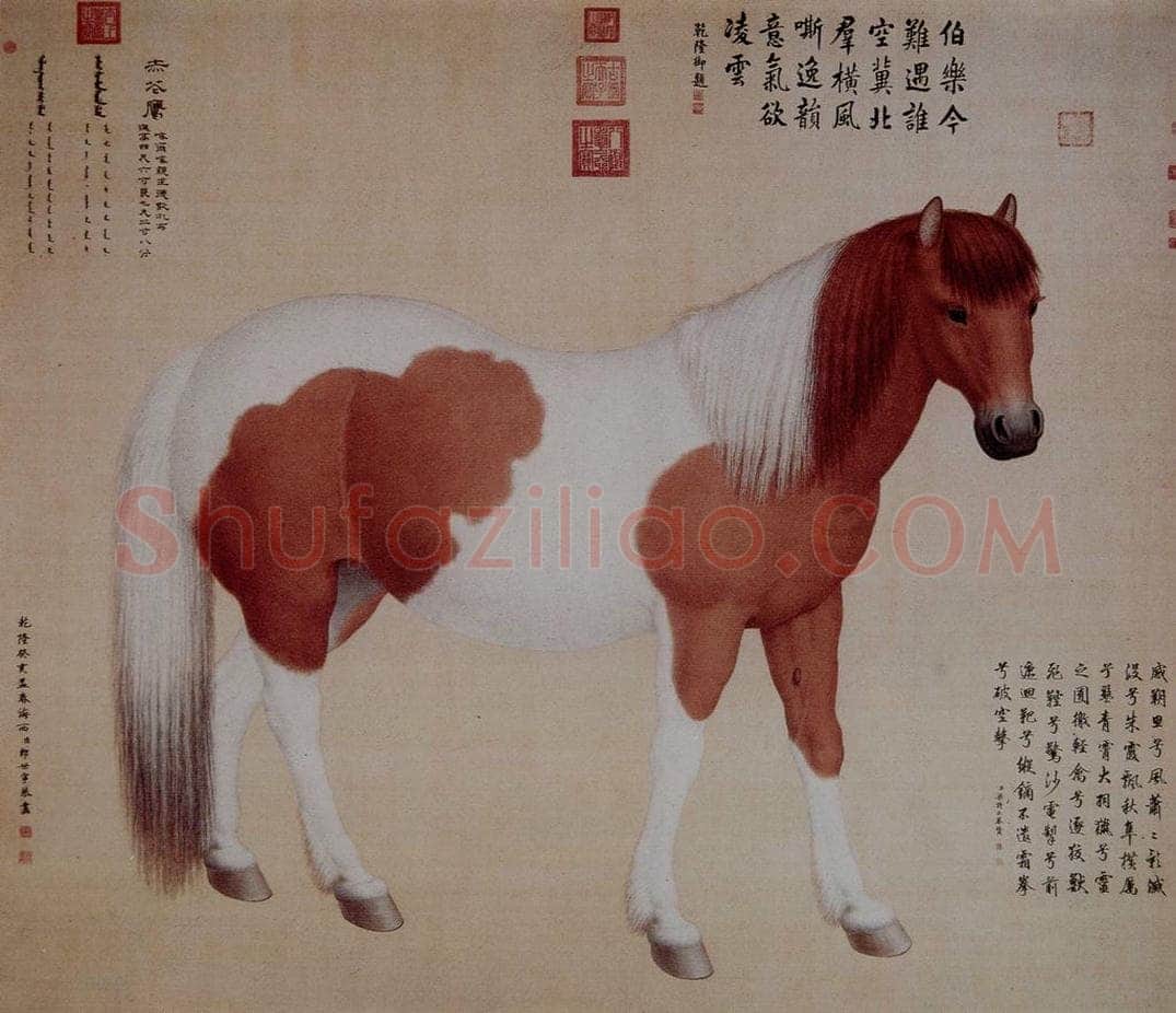 清 朗世宁 《十骏图——赤花鹰》 书画作品
