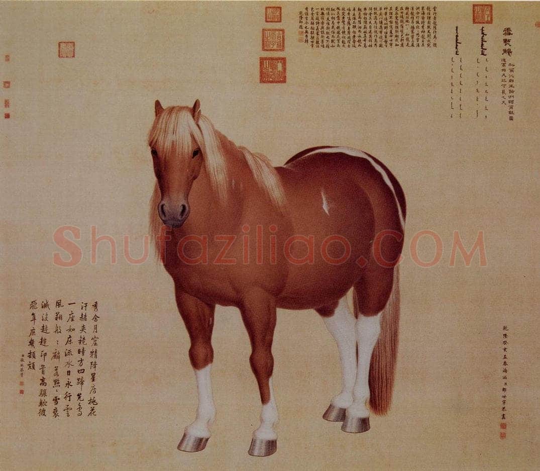 清 朗世宁 《十骏图——雪点雕》 书画作品