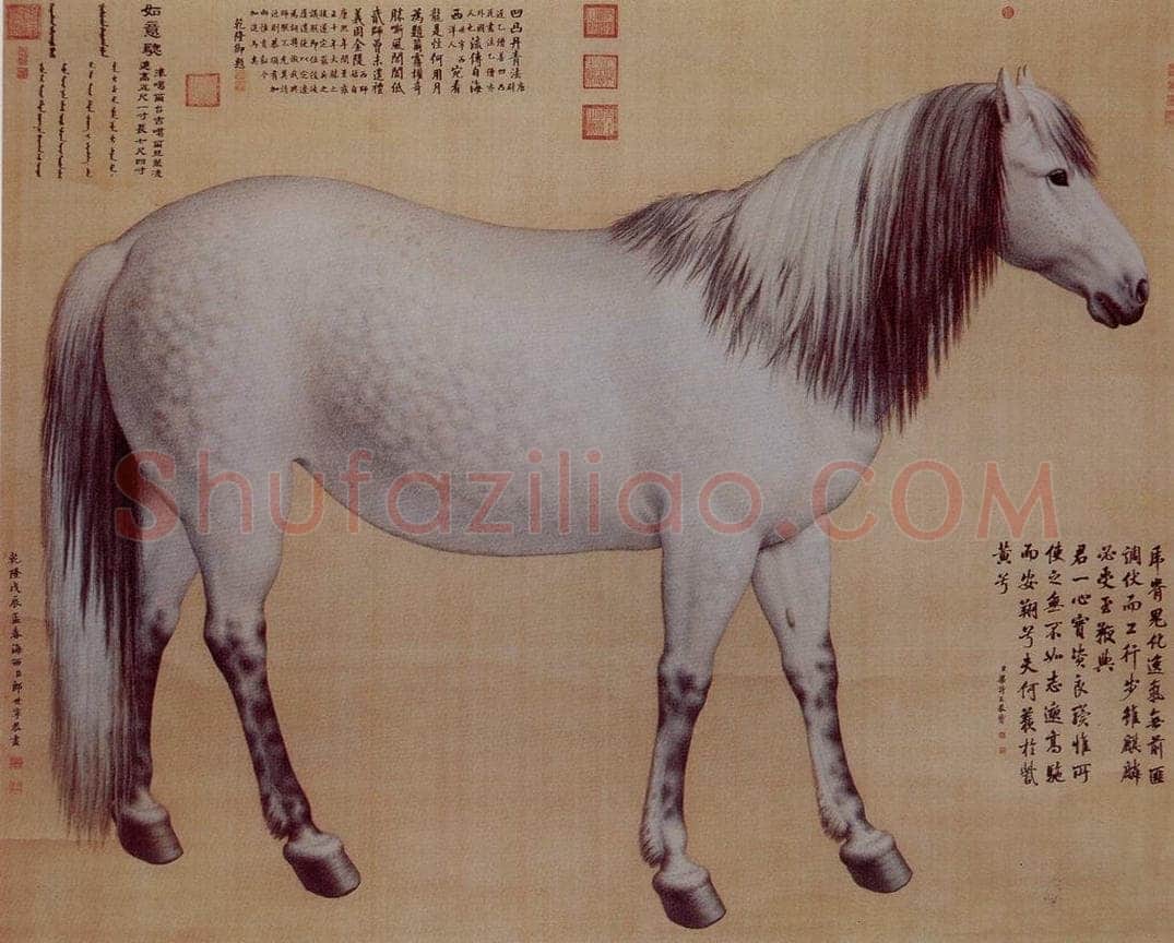 清 朗世宁 《十骏图——如意骢》 书画作品