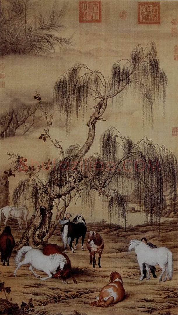 清 朗世宁 《八骏图》 书画作品