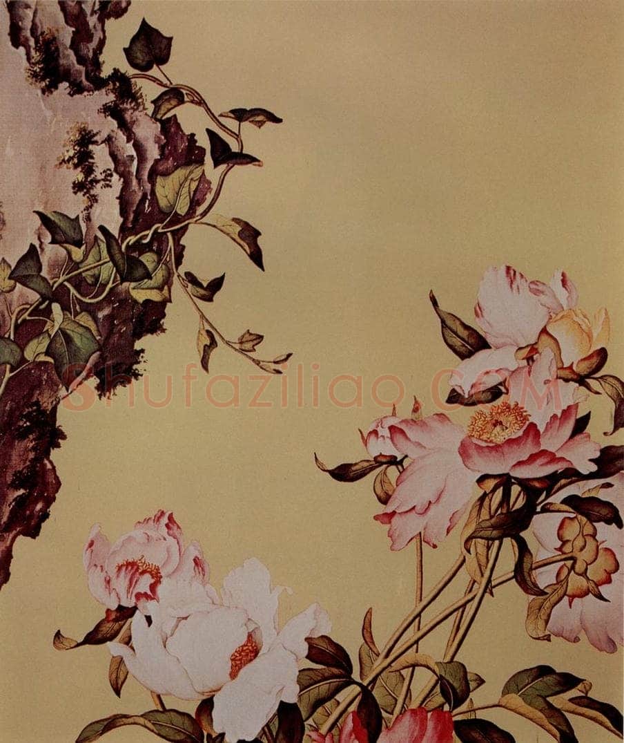 清 朗世宁 《仙萼长春图——芍药》 书画作品