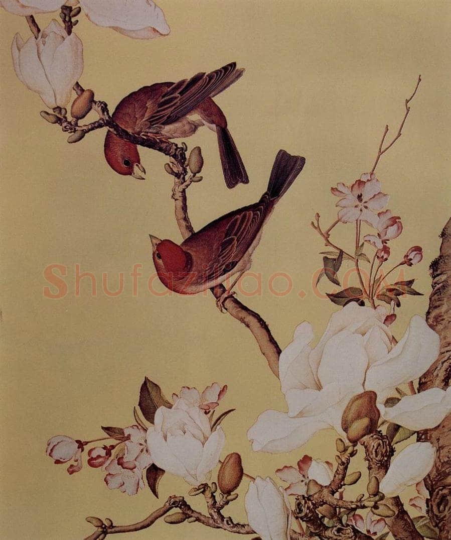 清 朗世宁 《仙萼长春图——海棠玉兰》 书画作品