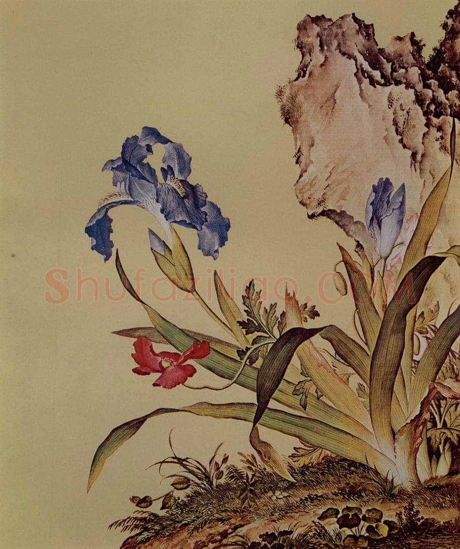 清 朗世宁 《仙萼长春图——虞美人蝴蝶兰》 书画作品