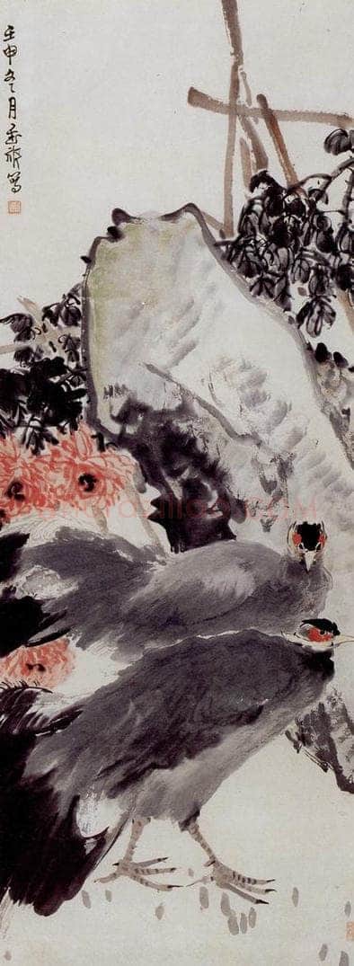 1932 张书旗 花鸟轴 书画作品