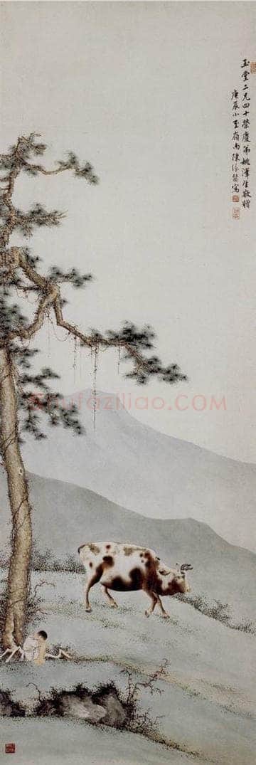 陈缘督 牧牛图轴 书画作品