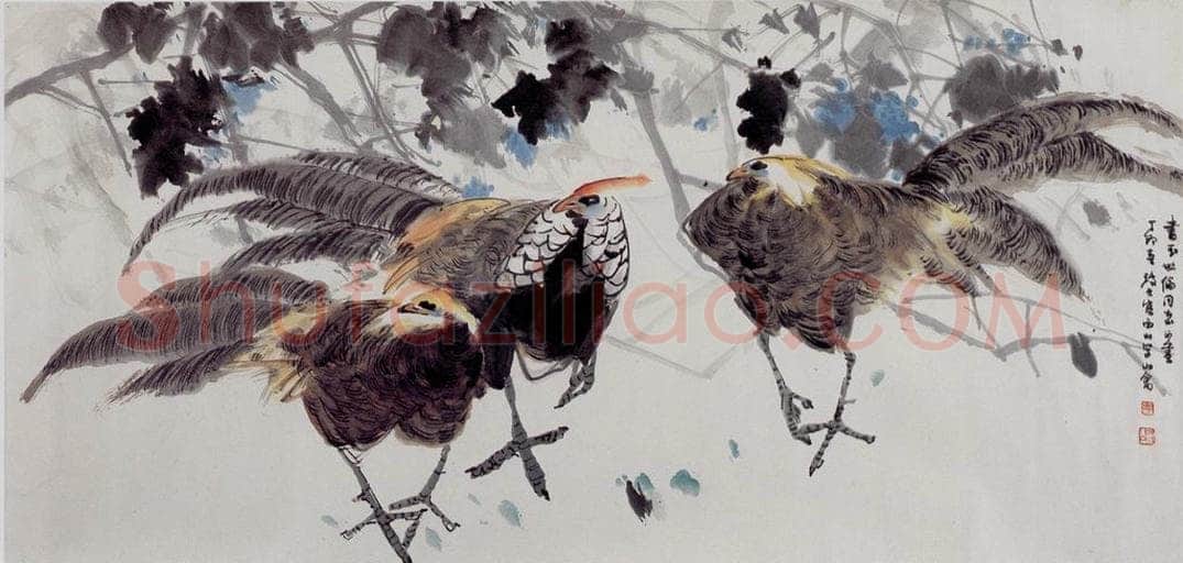 1987 李琼久 锦鸡 书画作品