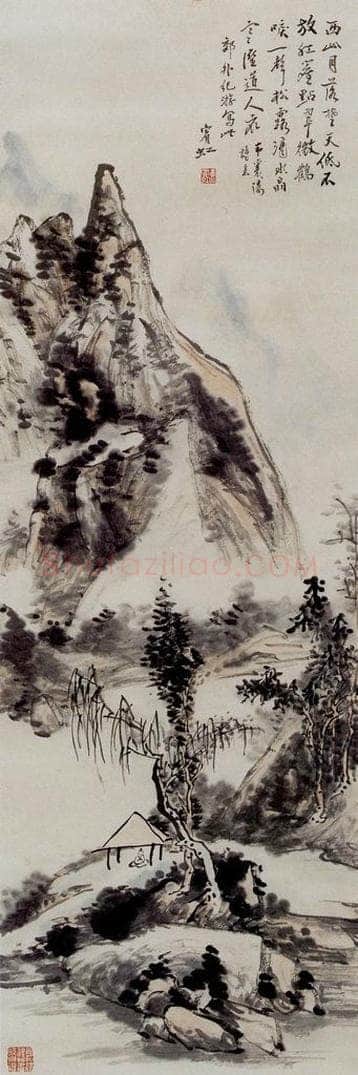 黄宾虹 西山月落 书画作品
