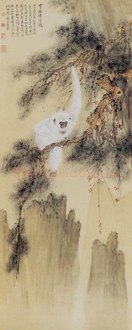 1935 张泽 白猿 书画作品