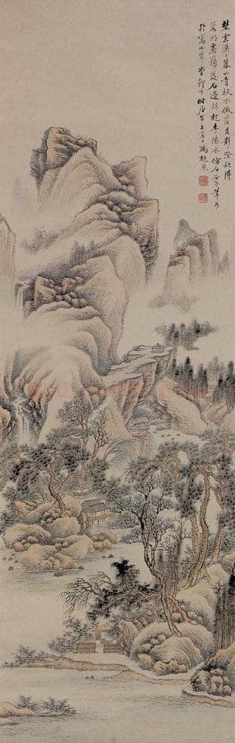 1930 冯超然 设色山水 书画作品