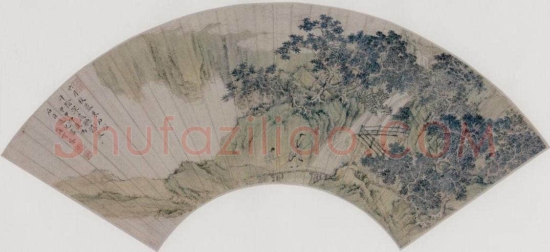 清 上睿 石径听泉图 书画作品