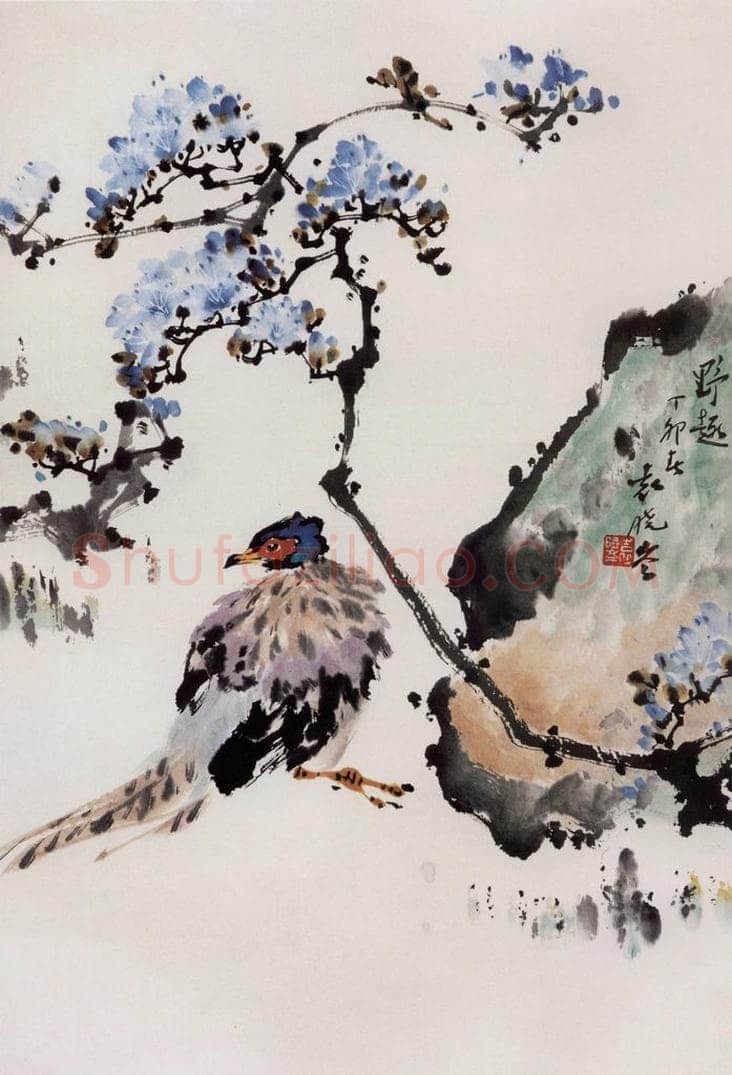1987年 袁晓岑 《野趣》 书画作品