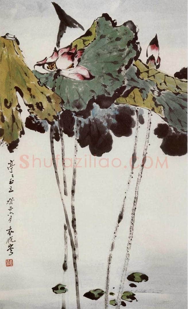 1993年 袁晓岑 《亭亭玉立》 书画作品