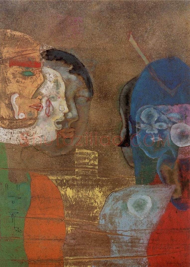 2003年 石虎 《对语图》 书画作品