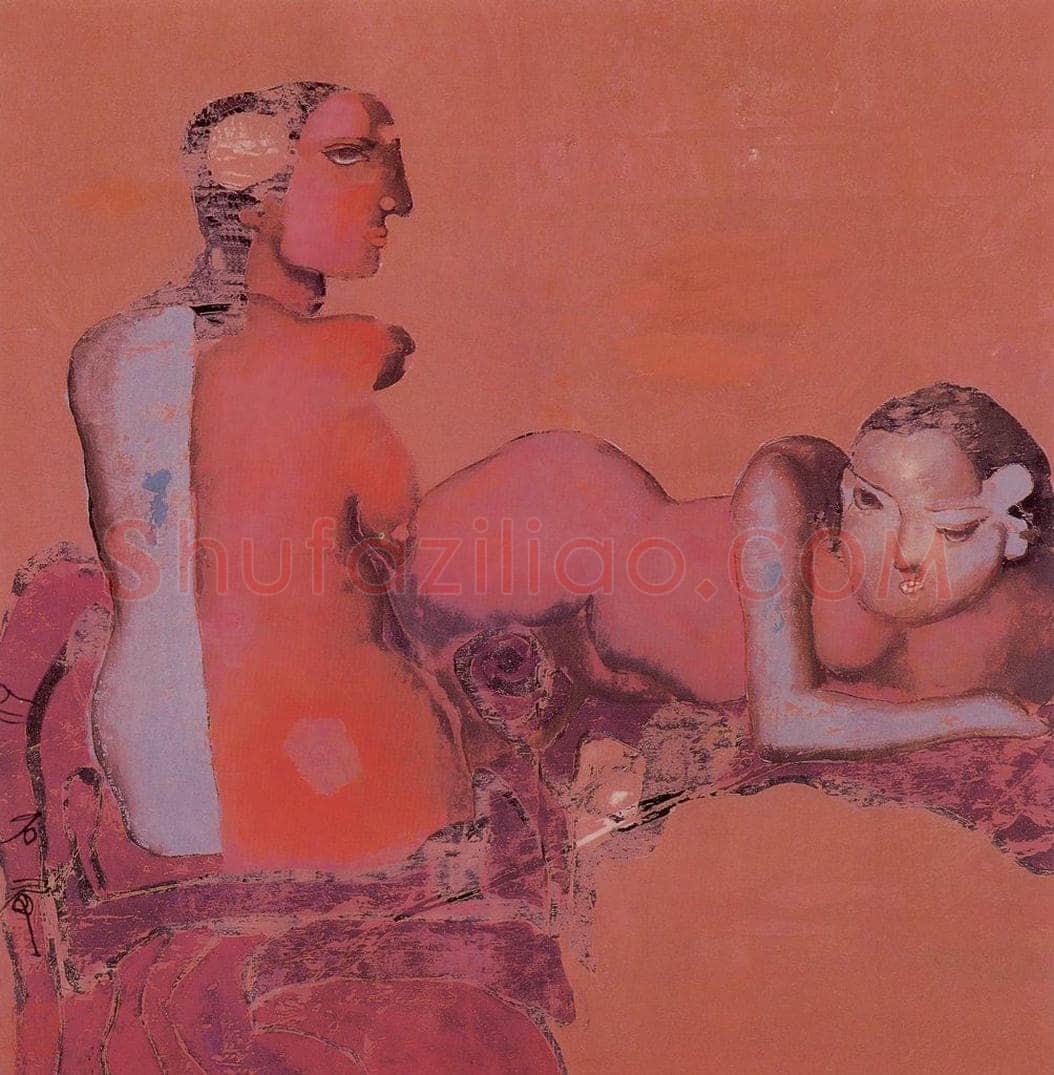 1992年 石虎 《紫情》 书画作品