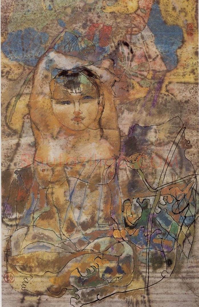 2003年 石虎 《莲实》 书画作品