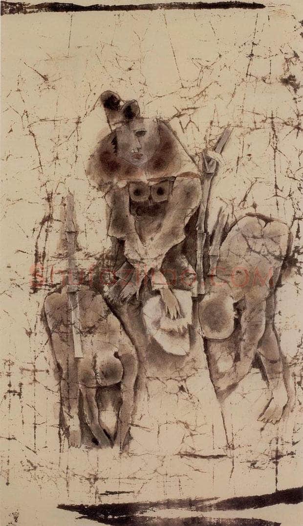 1990年 石虎 《裙崇》 书画作品