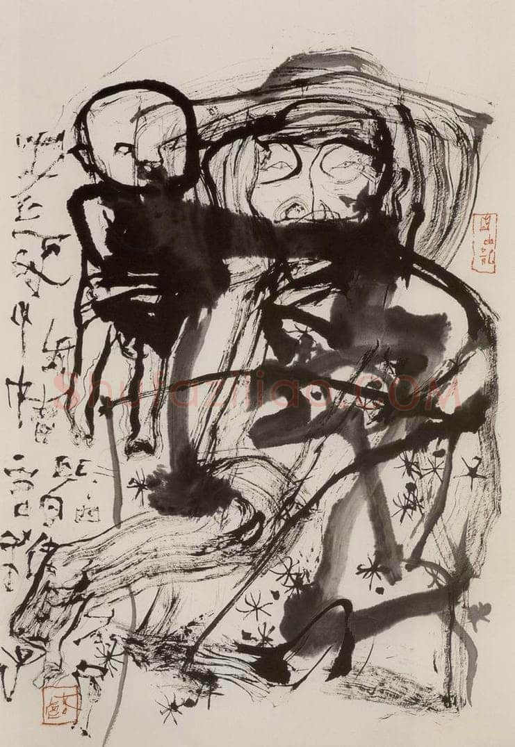2004年 石虎 《情谐 老来性情谐稚子》 书画作品