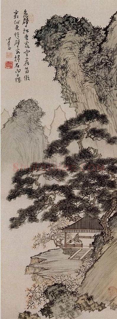  溥心畲 《空阁赏秋》 书画作品