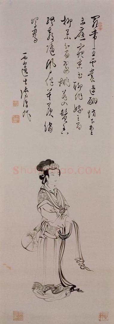  溥心畲 《白描仕女》 书画作品