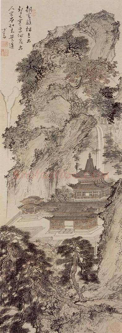  溥心畲 《朝云蔽松图》 书画作品